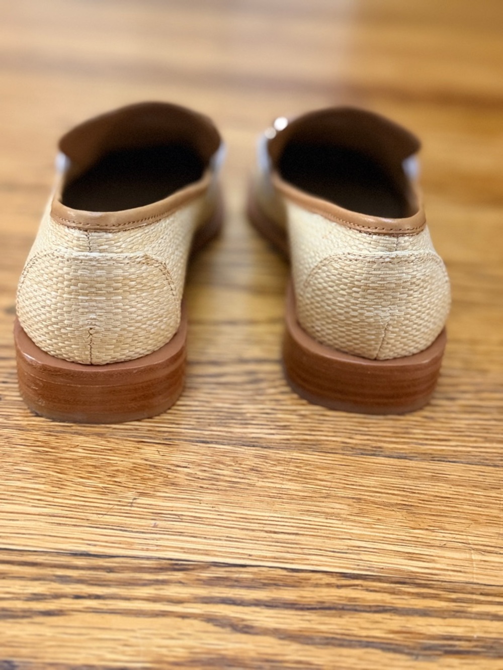 Dolce Vita Straw Loafers with Cream Trim and Brown Bit - Picture 7 of 7